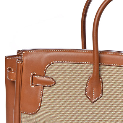 Hermes Toile Natural Barenia Flag Birkin 40 Fauve 25 of 33