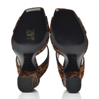 Saint Laurent Ponyhair Leopard Print Oak 75 Ankle Strap Sandals 39.5 Brown 5 of 11