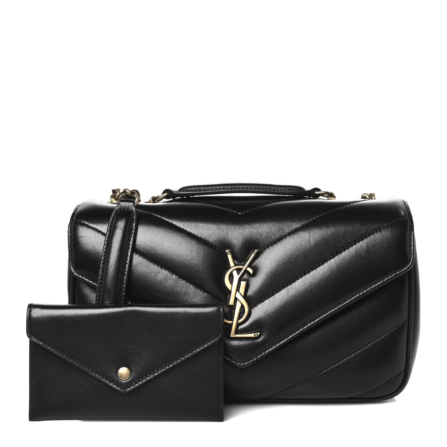 Lambskin Chevron Quilted Small Loulou Black