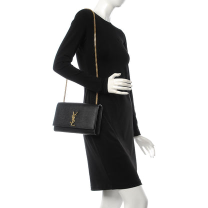 Saint Laurent Grain De Poudre Medium Classic Monogram Kate Satchel Black 2 of 9