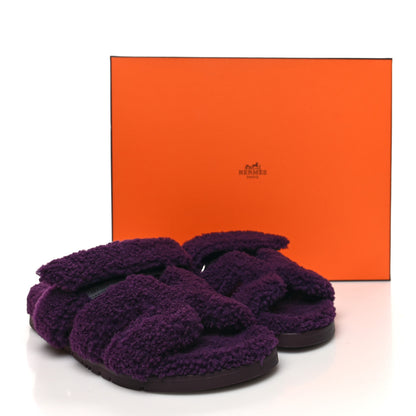 Hermes Woolskin Womens Chypre Sandals 38 Violet Fonce 8 of 8