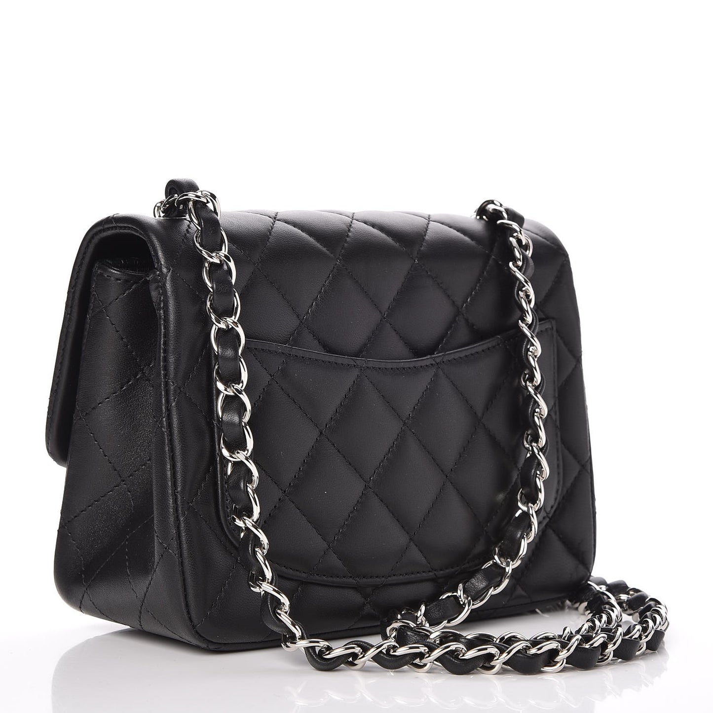 Lambskin Quilted Mini Square Flap Black