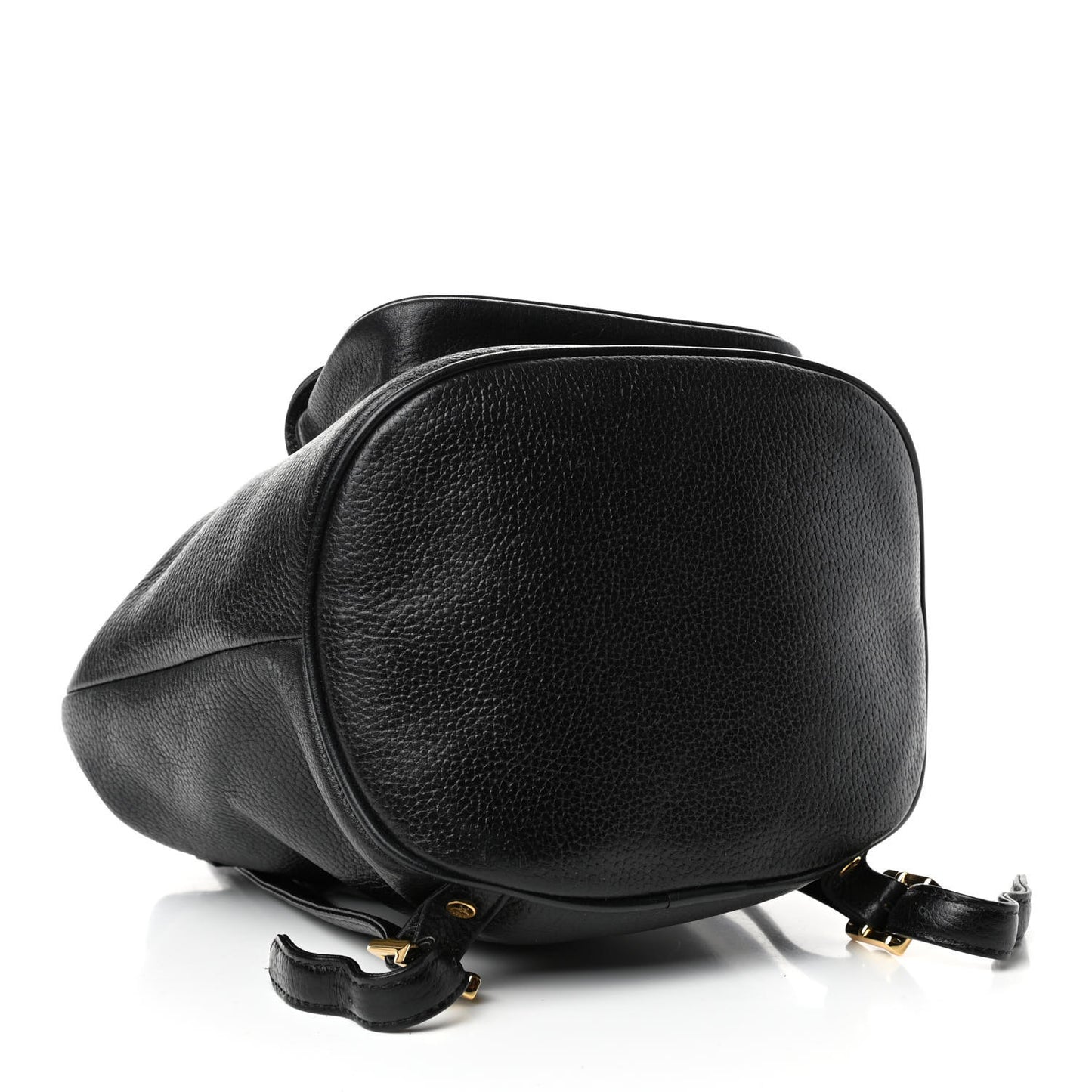 Grained Calfskin Studded Drawstring Backpack Black