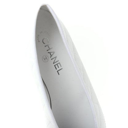 Chanel Lambskin Quilted Cap Toe Ballerina Flats 40 White 8 of 11