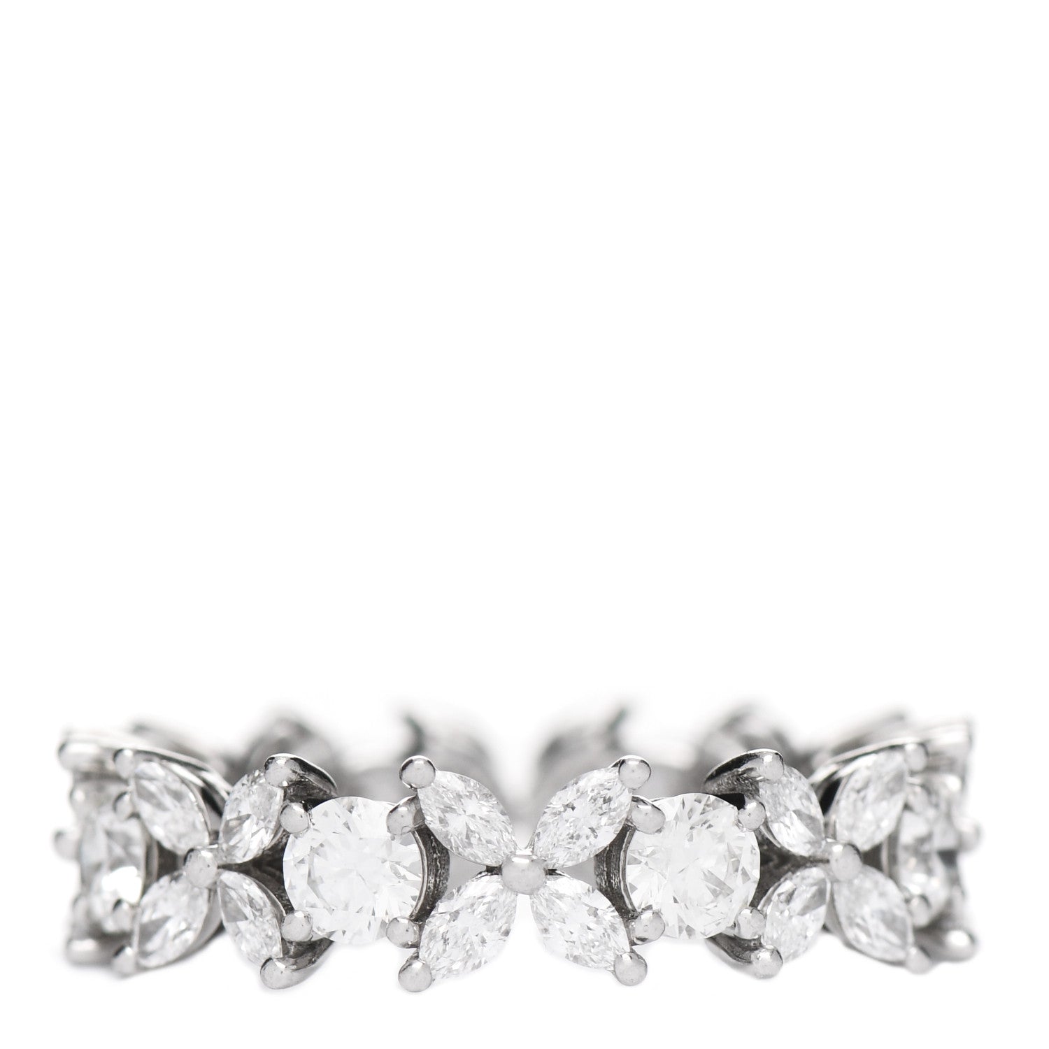 Tiffany Platinum Diamond Victoria Alternating Band Ring 52 6 1 of 4