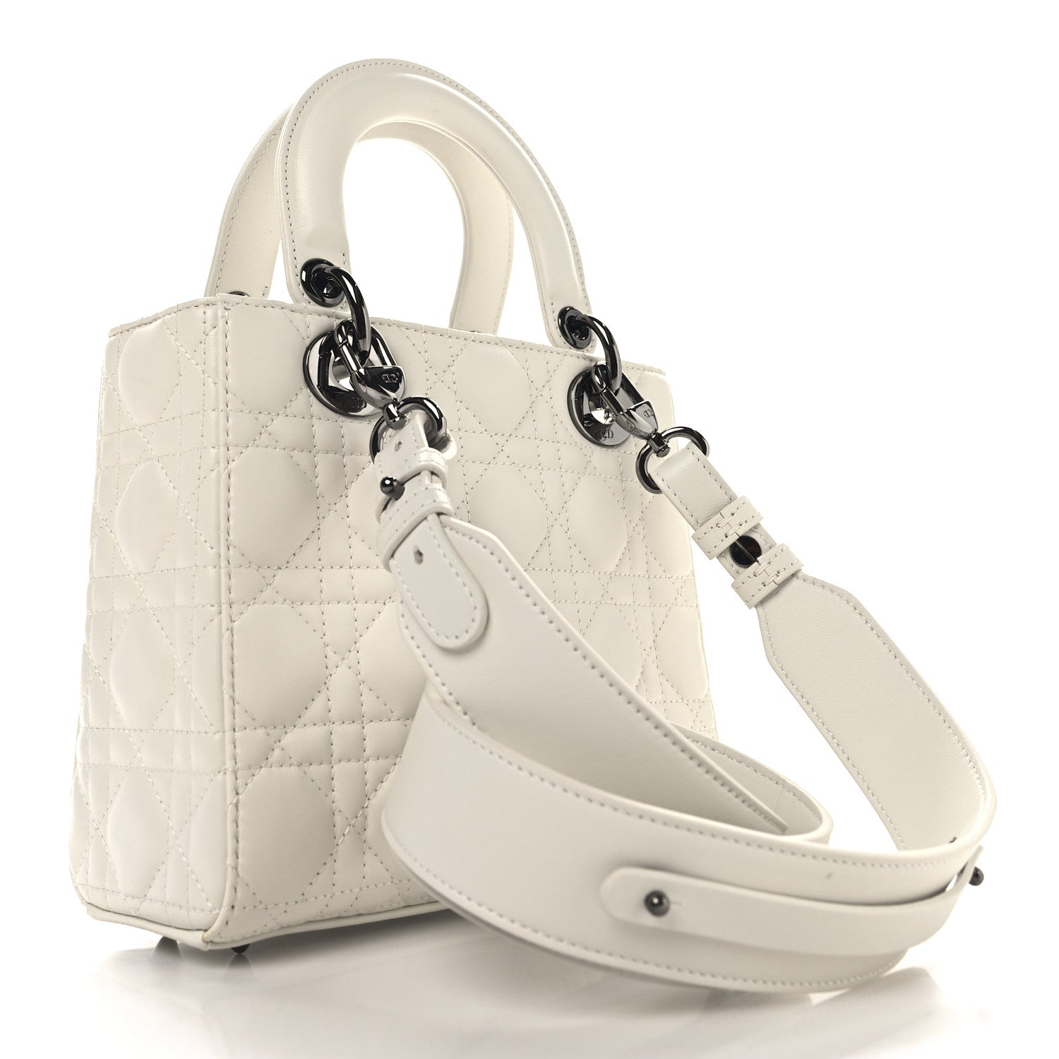 Christian Dior Lambskin Cannage Small My ABCDior Lady Dior White 3 of 11