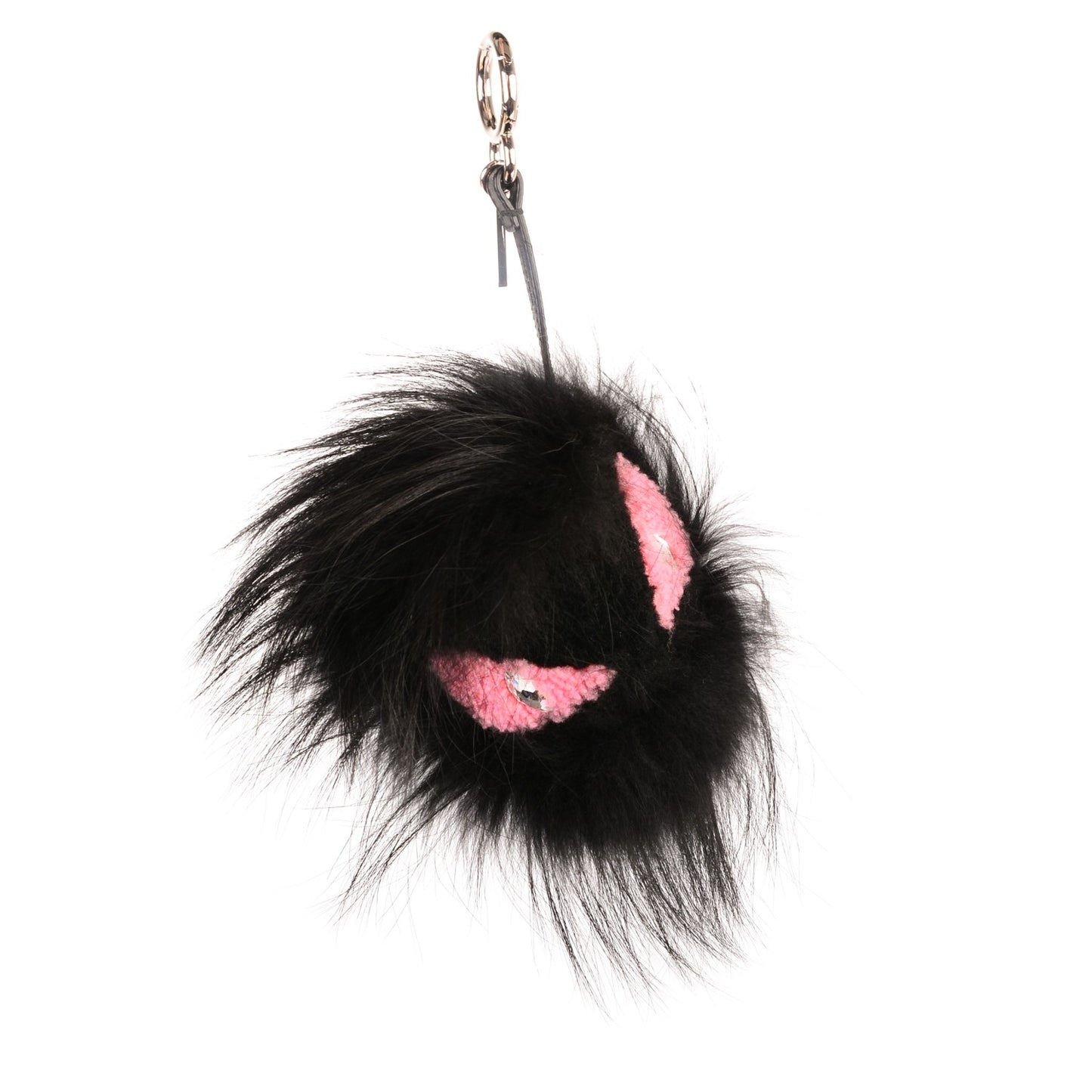 Fox Fur Shearling Crystal Pinky Punky Monster Bag Bug Charm Black Bubblegum