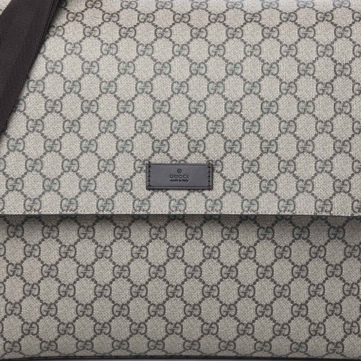 GG Supreme Monogram Selleria Calfskin Messenger Diaper Bag Beige Ebony Cocoa Dark Chocolate
