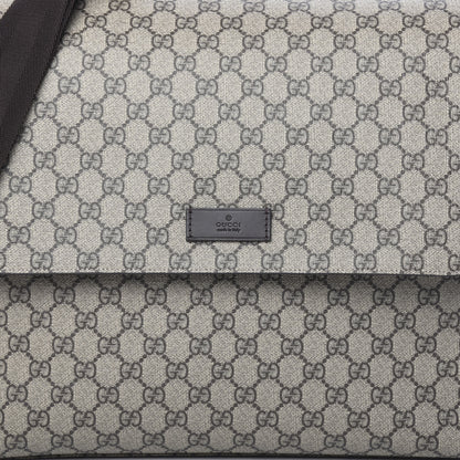 Gucci GG Supreme Monogram Selleria Calfskin Messenger Diaper Bag Beige Ebony Cocoa Dark Chocolate 9 of 11