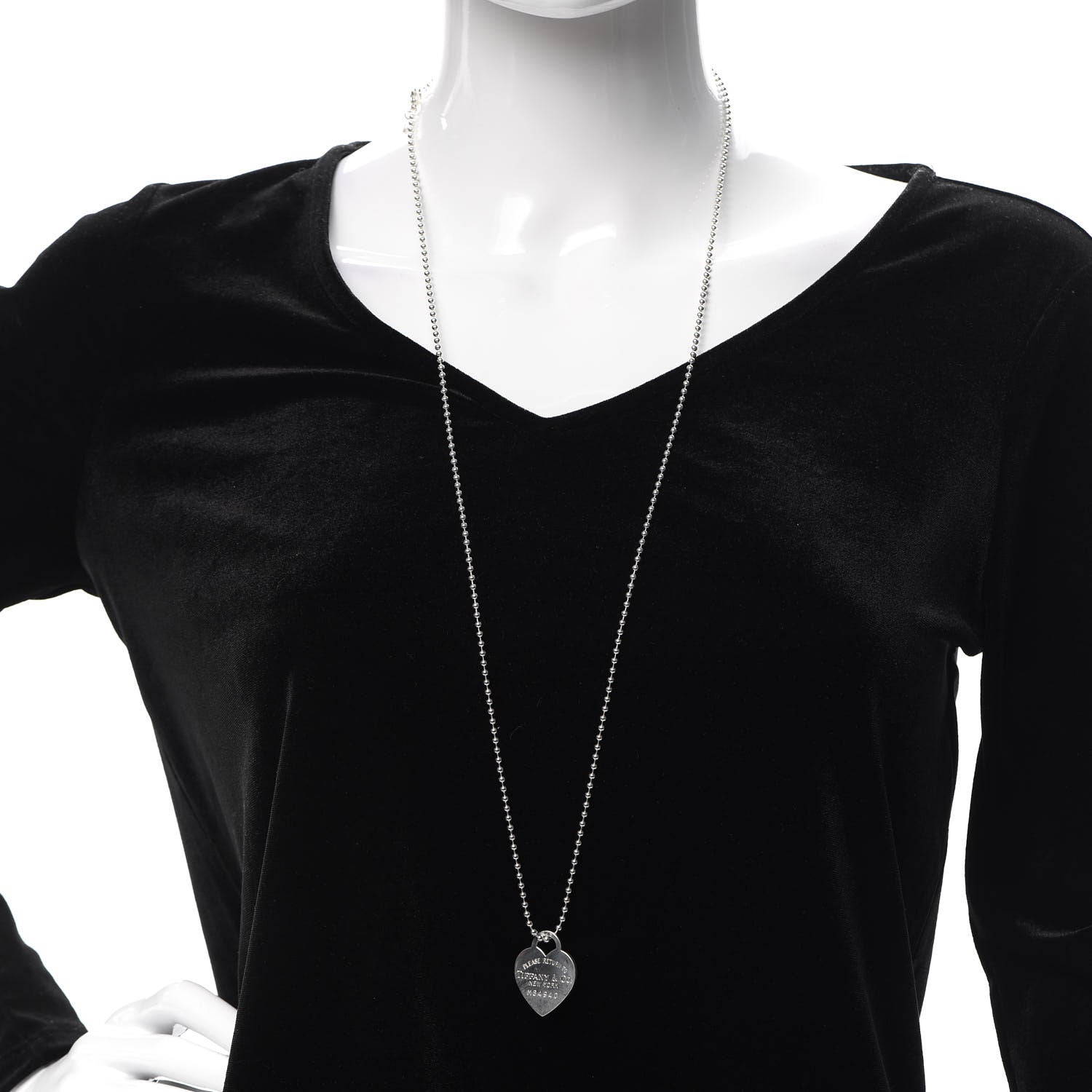 Tiffany Sterling Silver Long Return to Tiffany Heart Pendant Necklace 2 of 4