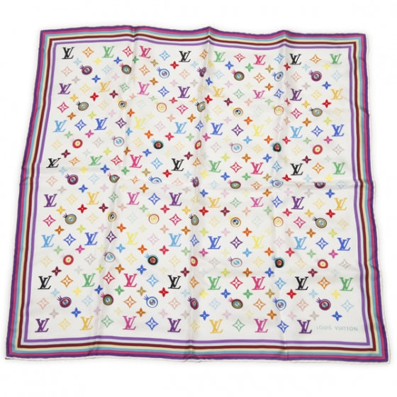 Louis Vuitton Silk Multicolor Eye Love Scarf White 1 of 6