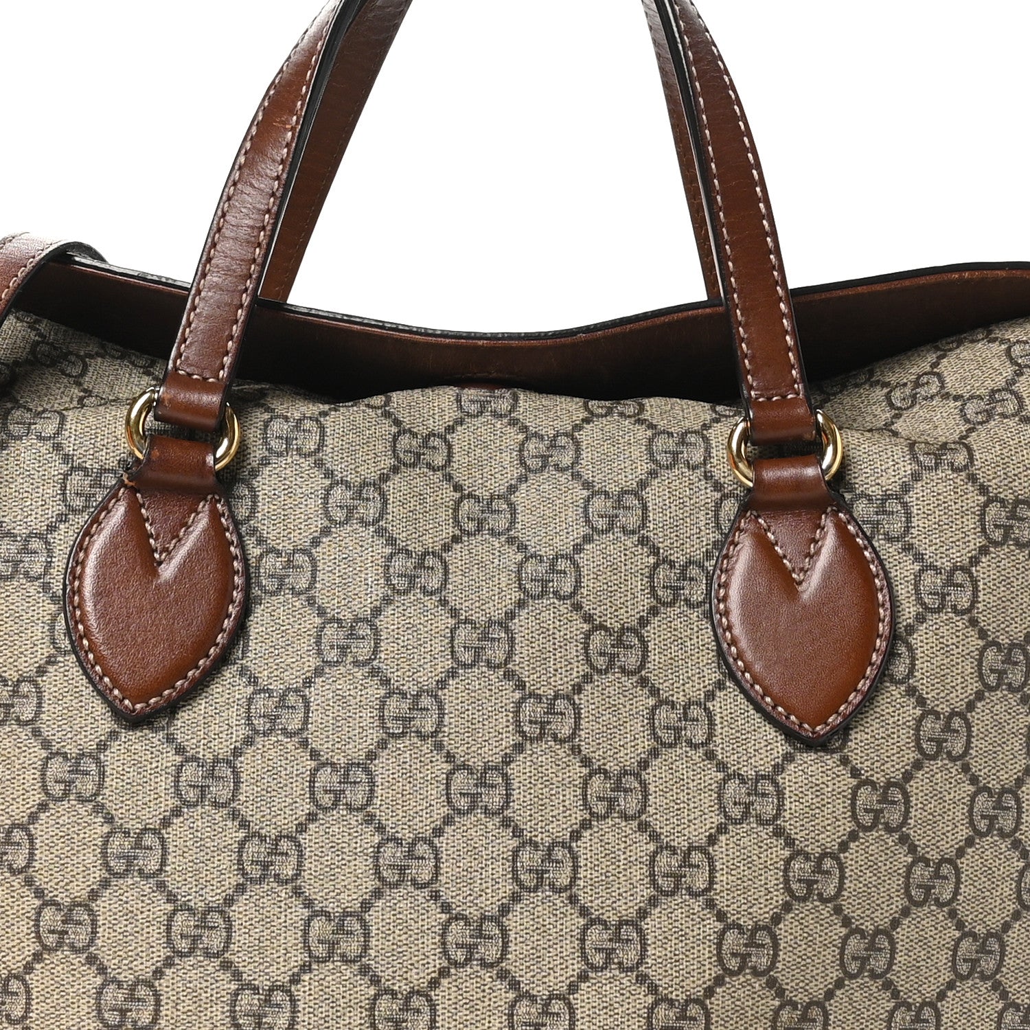 Gucci GG Supreme Monogram Linea A Foldover Tote Brown 8 of 11