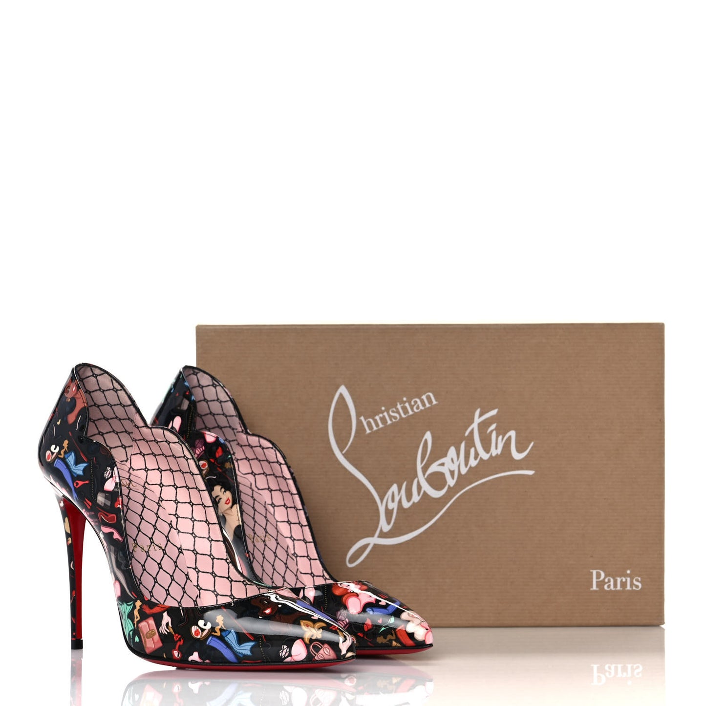 Patent Bored Lin Resille Hot Chick 100 Pumps 37 Black Multicolor