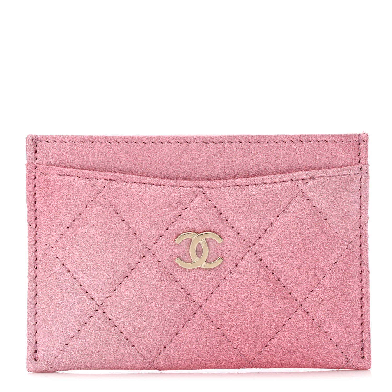 Chanel Cloudy Pearly Goatskin Quilted Card Holder Pink 1 of 9