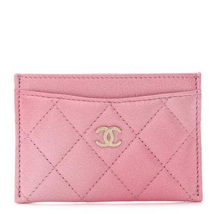 Chanel Cloudy Pearly Goatskin Quilted Card Holder Pink 1 of 9