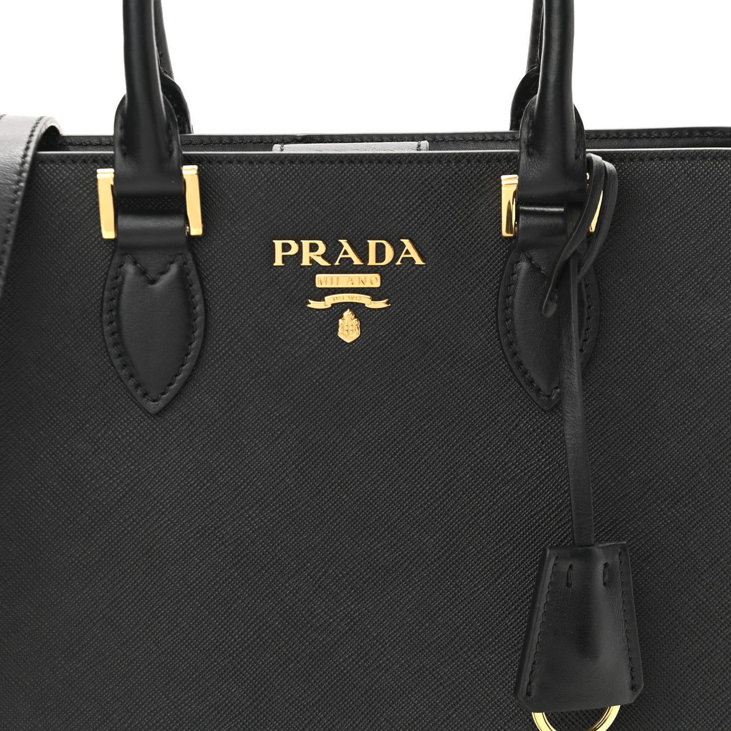 Saffiano Soft Calfskin Small Zippered Tote Black