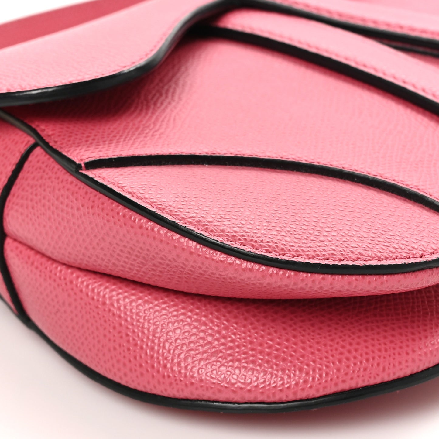 Grained Calfskin Mini Saddle Bag Pink