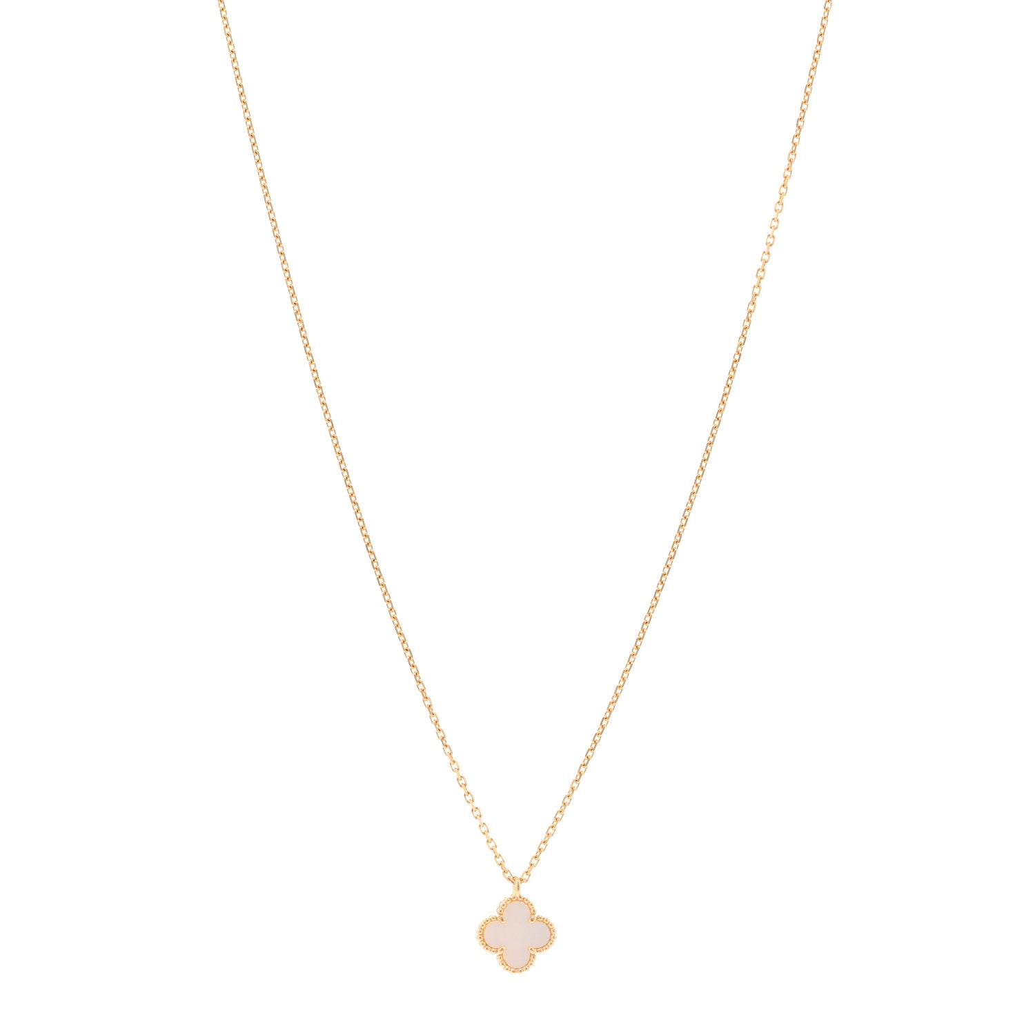 Van Cleef & Arpels 18K Yellow Gold Mother of Pearl Sweet Alhambra Pendant Necklace 1 of 5