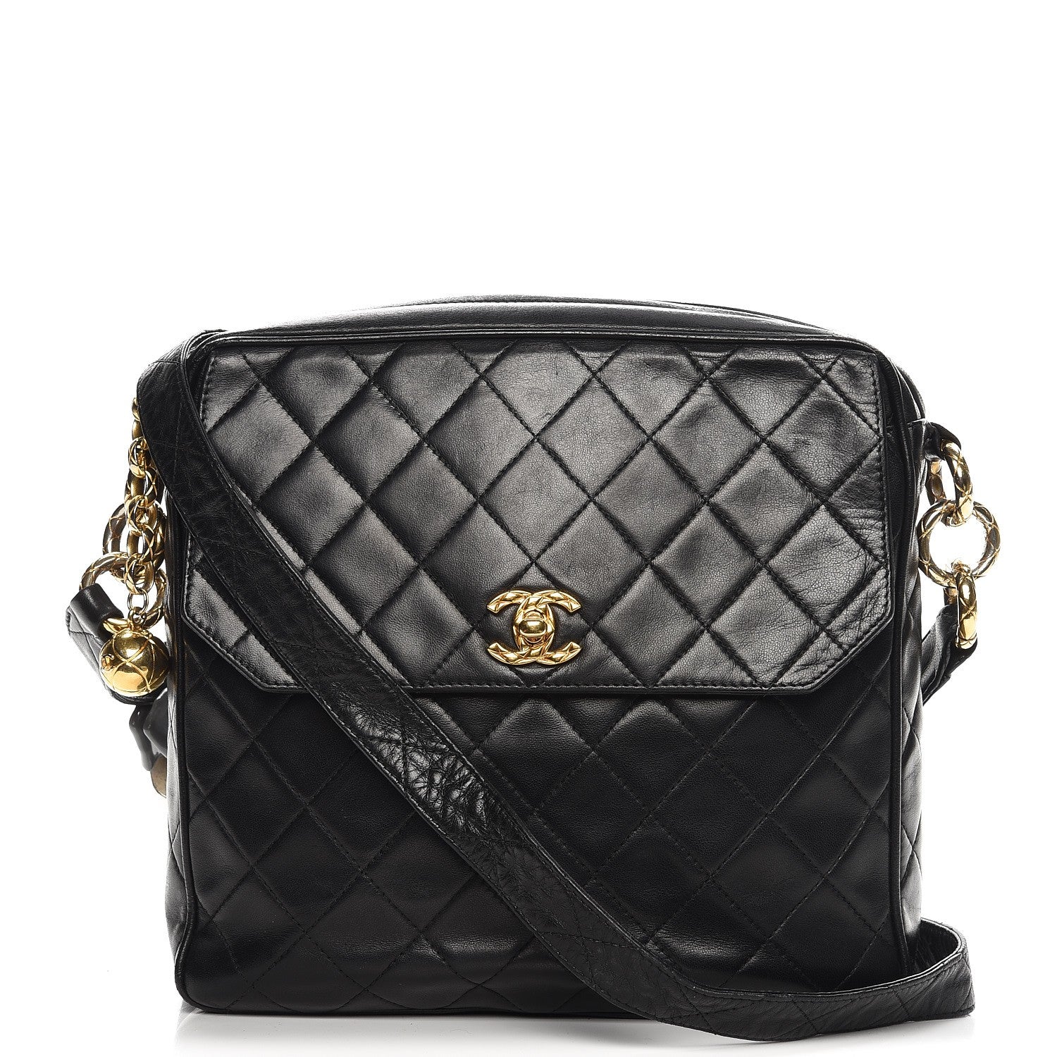 Chanel Quilted Lambskin Flap Crossbody Bag Black 1 of 12