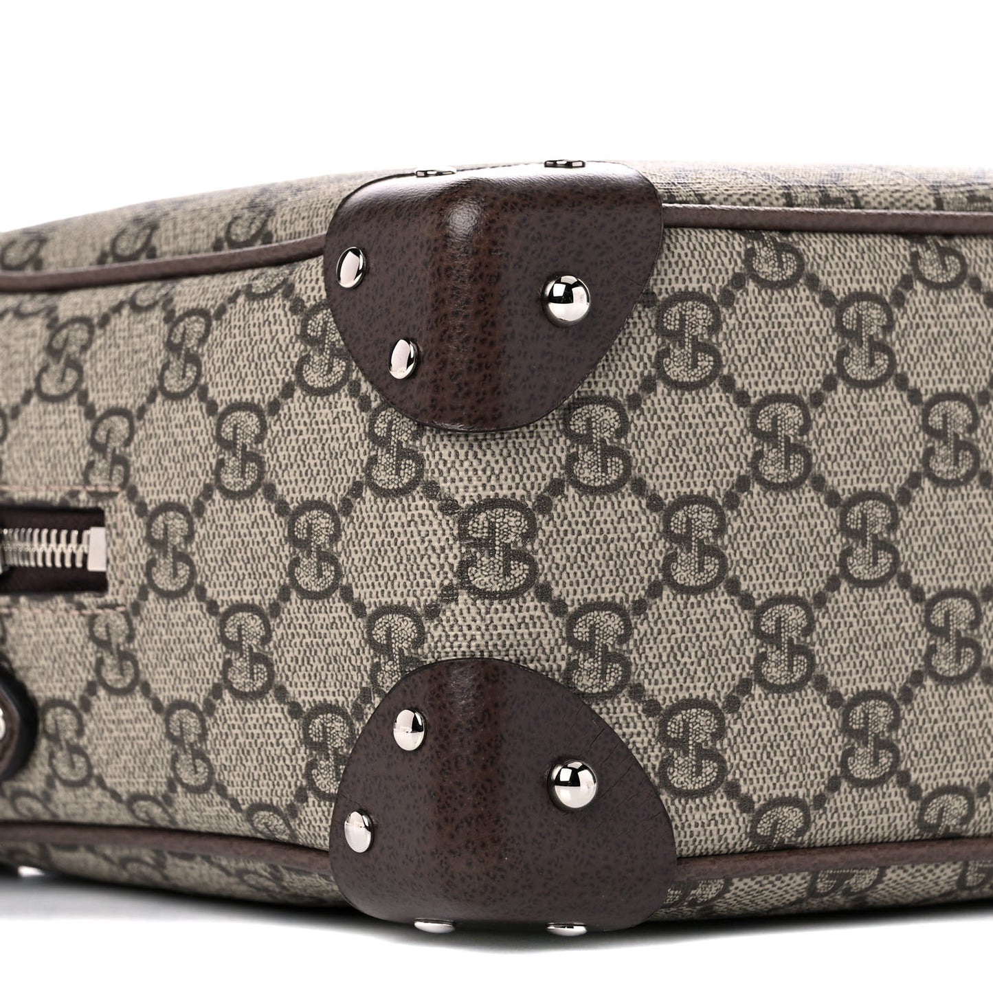 GG Supreme Monogram Textured Calfskin Square Messenger Bag Beige Ebony New Acero