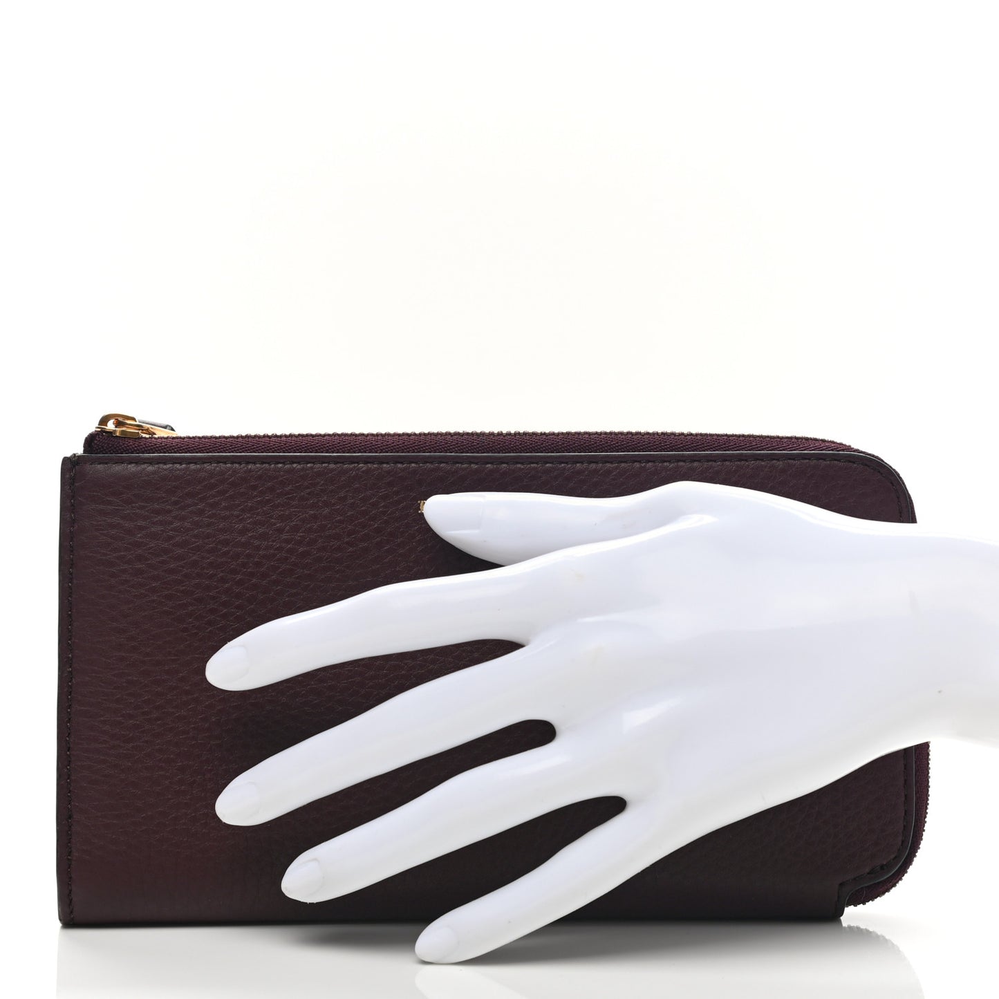 Grained Calfskin Zip Wallet Burgundy