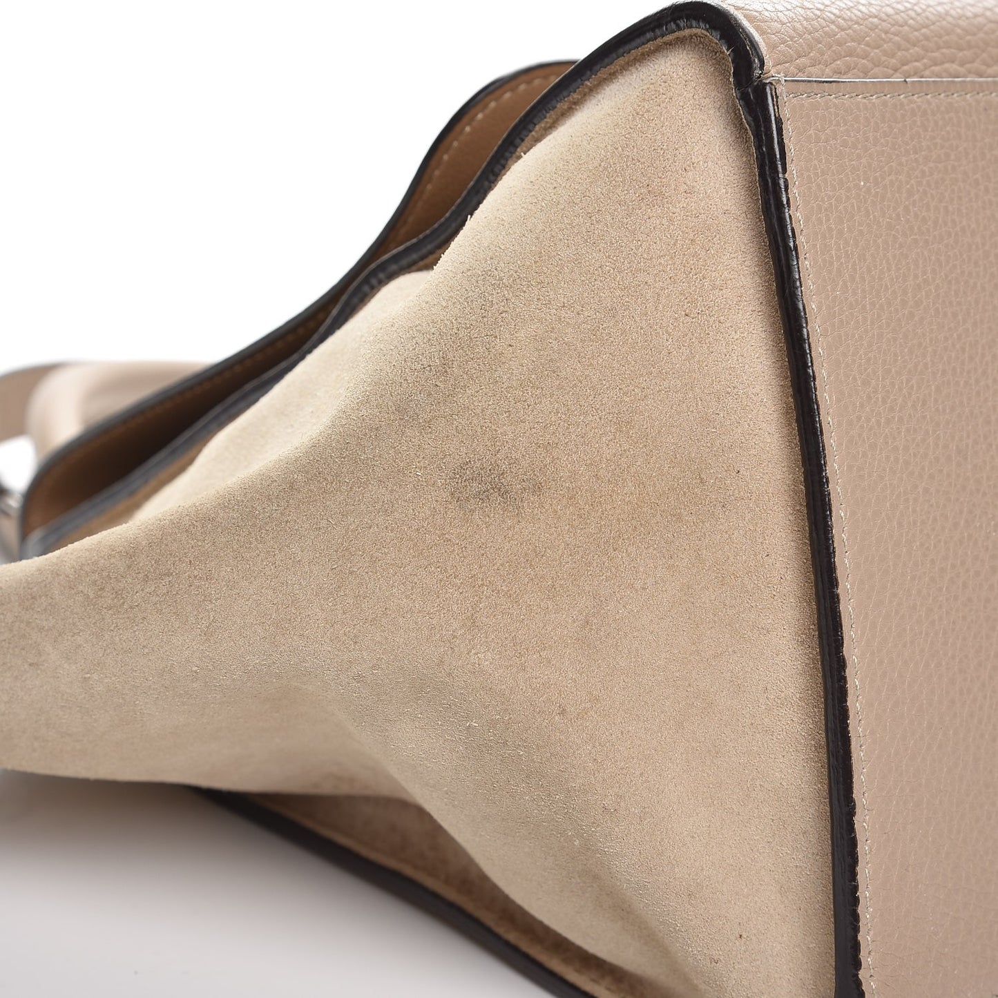 Drummed Calfskin Suede Medium Trapeze Dune