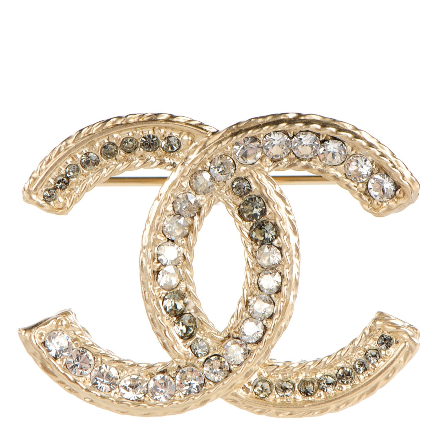 Chanel Crystal CC Brooch Light Gold 1 of 5