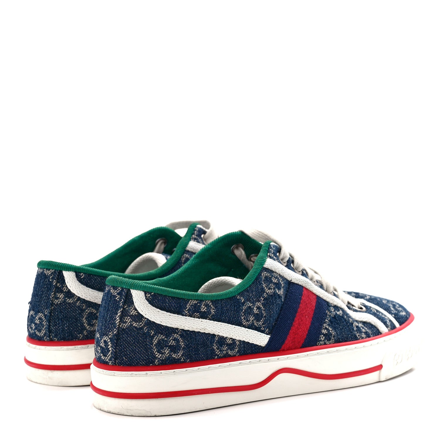 Gucci New Denim GG Monogram Web Womens 1977 Tennis Sneakers 36.5 Blue Tea Mystic White 4 of 8