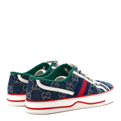 Gucci New Denim GG Monogram Web Womens 1977 Tennis Sneakers 36.5 Blue Tea Mystic White 4 of 8