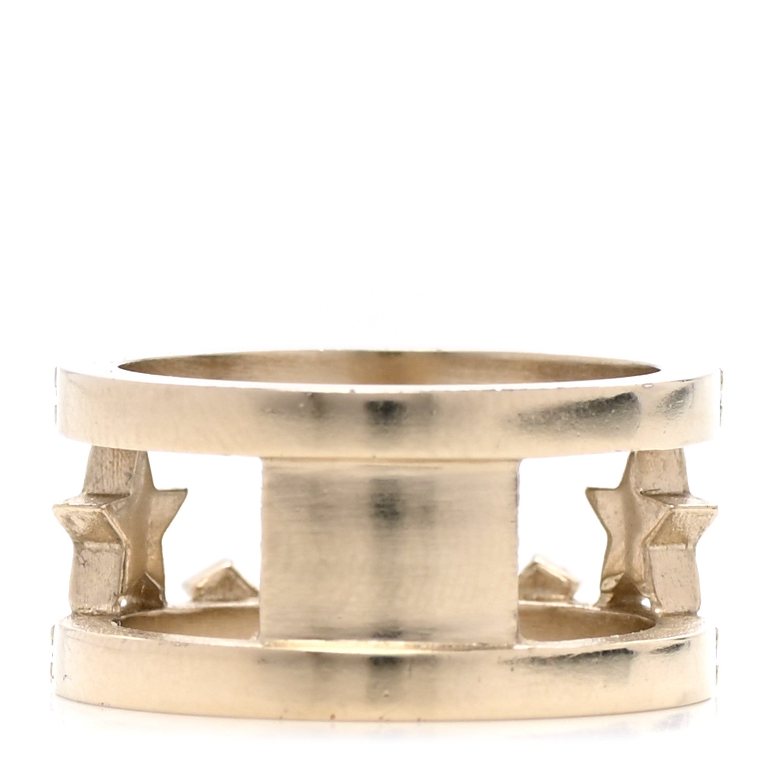 Chanel Metal Crystal CC Star Ring 52 Light Gold 3 of 5