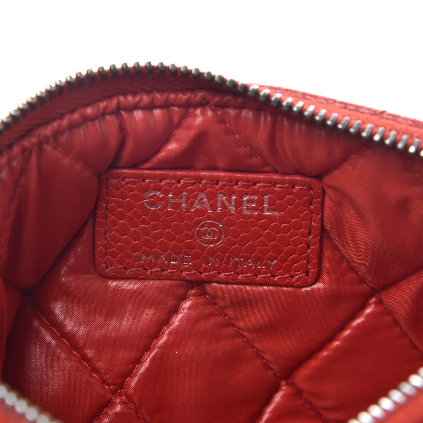 Caviar Quilted Small Cosmetic Case Red