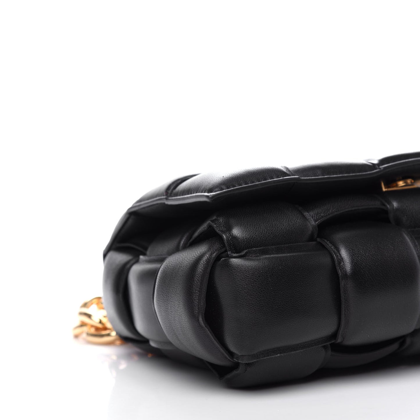 Lambskin Maxi Intreccio Padded Chain Cassette Crossbody Bag Black