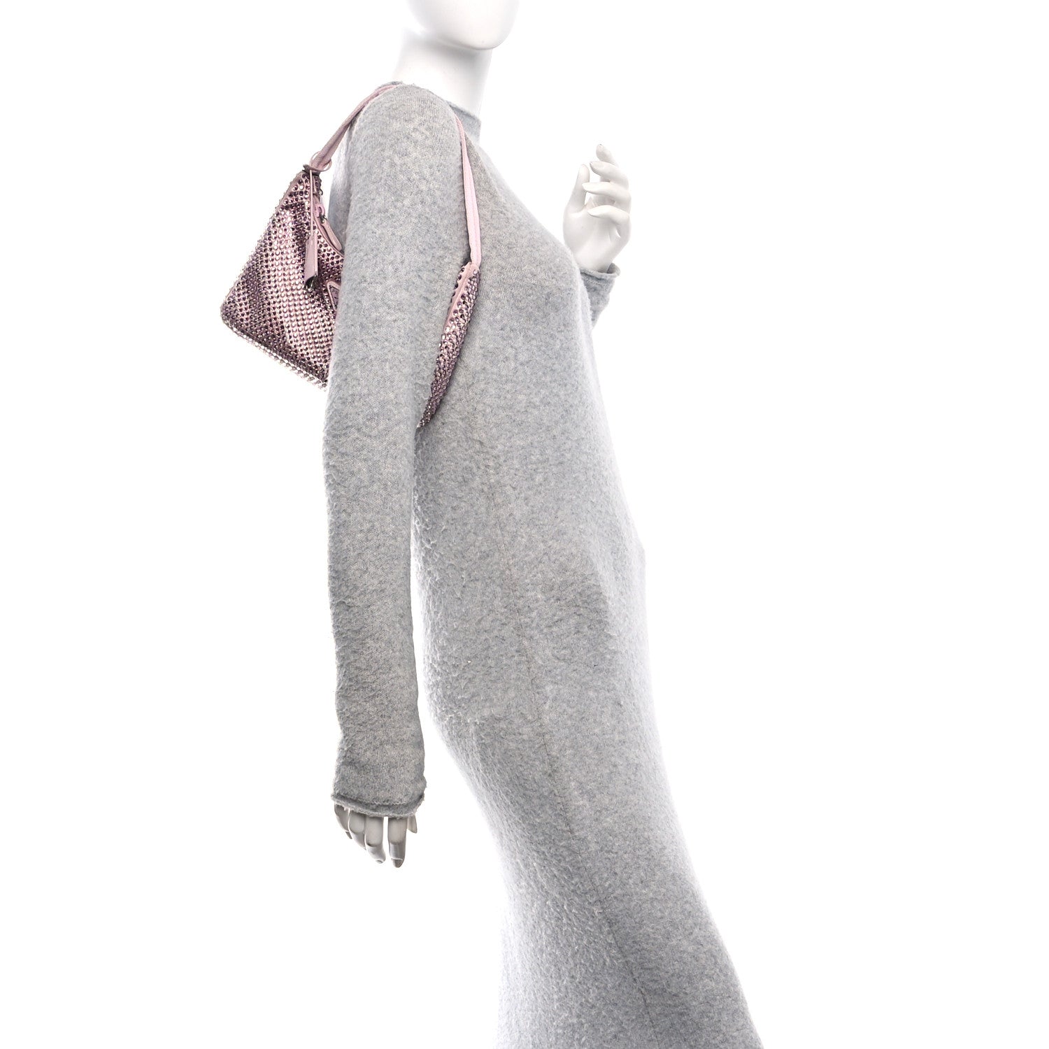 Prada Satin Crystal Mini Re-Edition 2000 Bag Alabastro 2 of 11