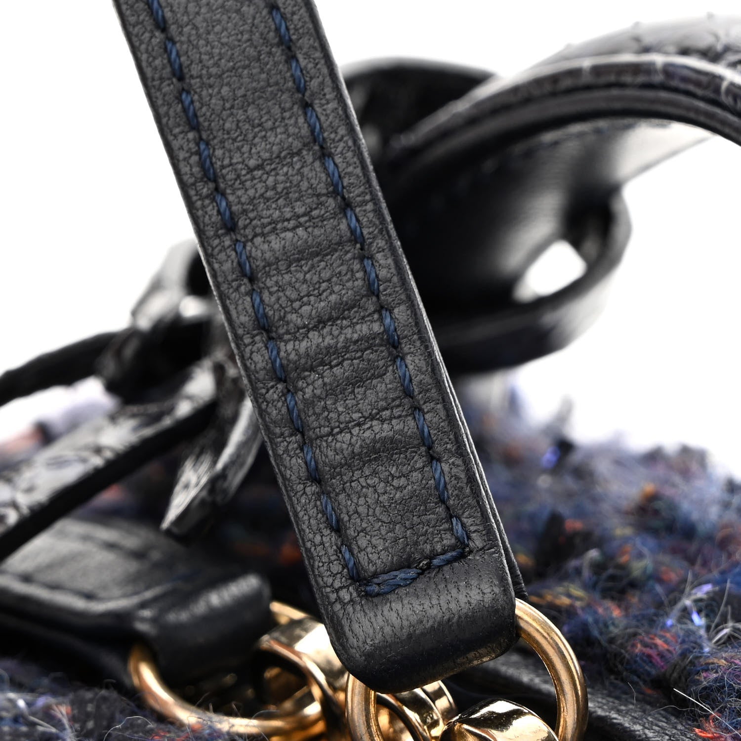 Chanel Tweed Snakeskin Quilted Small CC Filigree Vanity Case Navy Multicolor 11 of 11