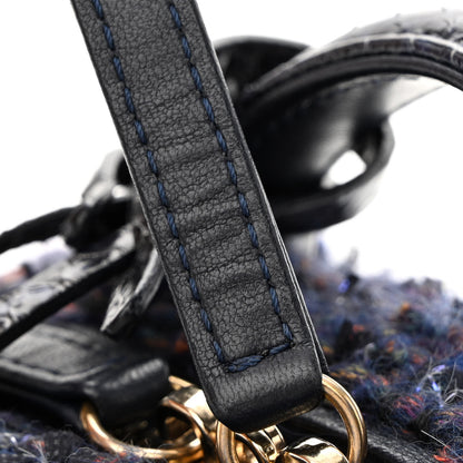 Chanel Tweed Snakeskin Quilted Small CC Filigree Vanity Case Navy Multicolor 11 of 11