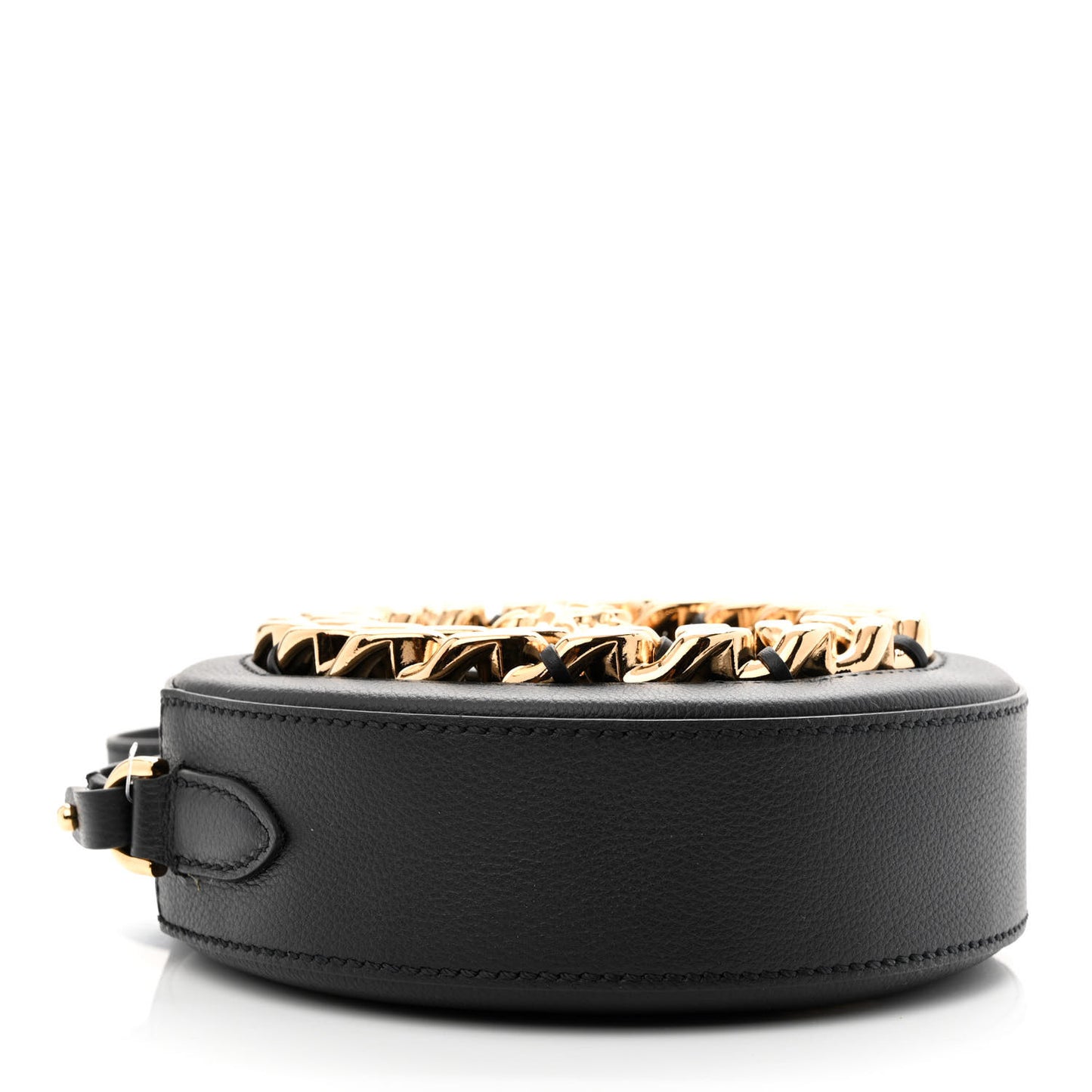 Calfskin Mini La Medusa Chain Round Crossbody Bag Black