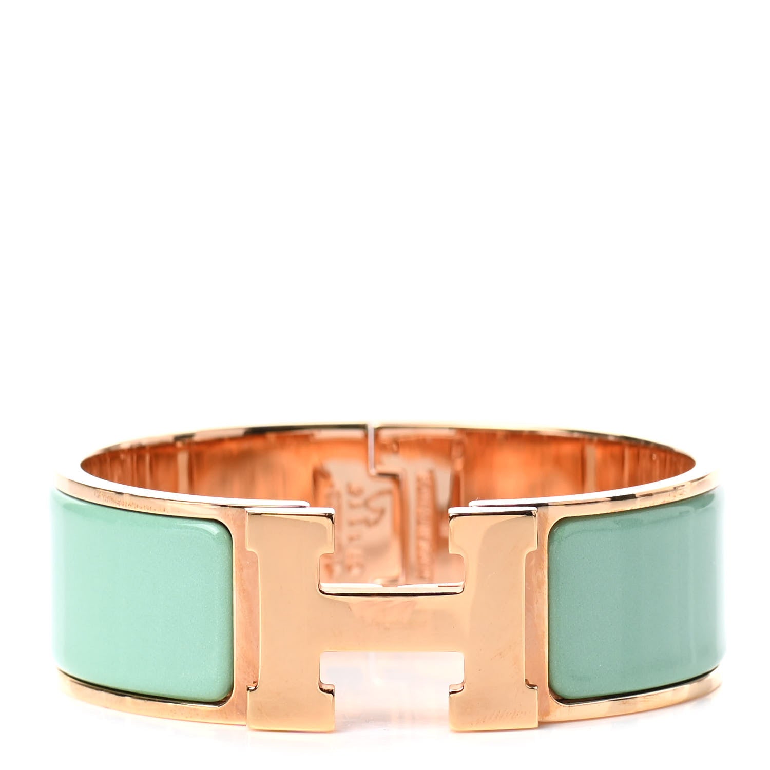 Hermes Enamel Wide Clic Clac H Bracelet PM Vert Aqua 1 of 4