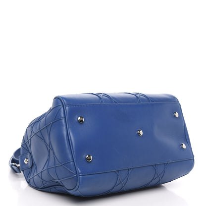 Christian Dior Lambskin Cannage Granville Polochon Blue 5 of 15