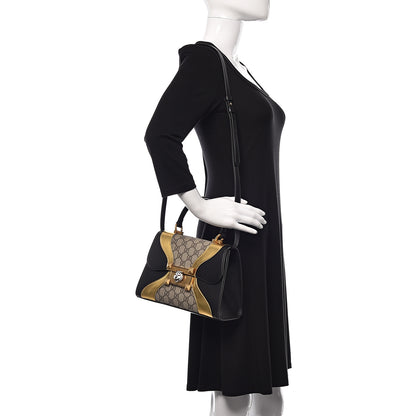 Gucci GG Supreme Monogram Small Osiride Top Handle Bag Black Gold 2 of 12