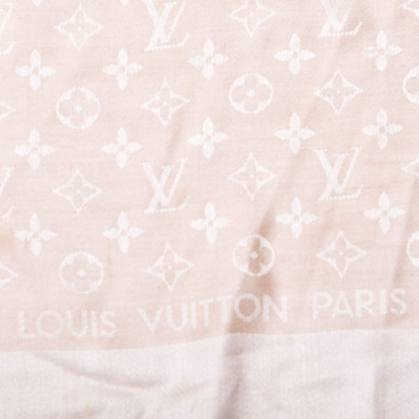 Silk Wool Monogram Shine Shawl Natural