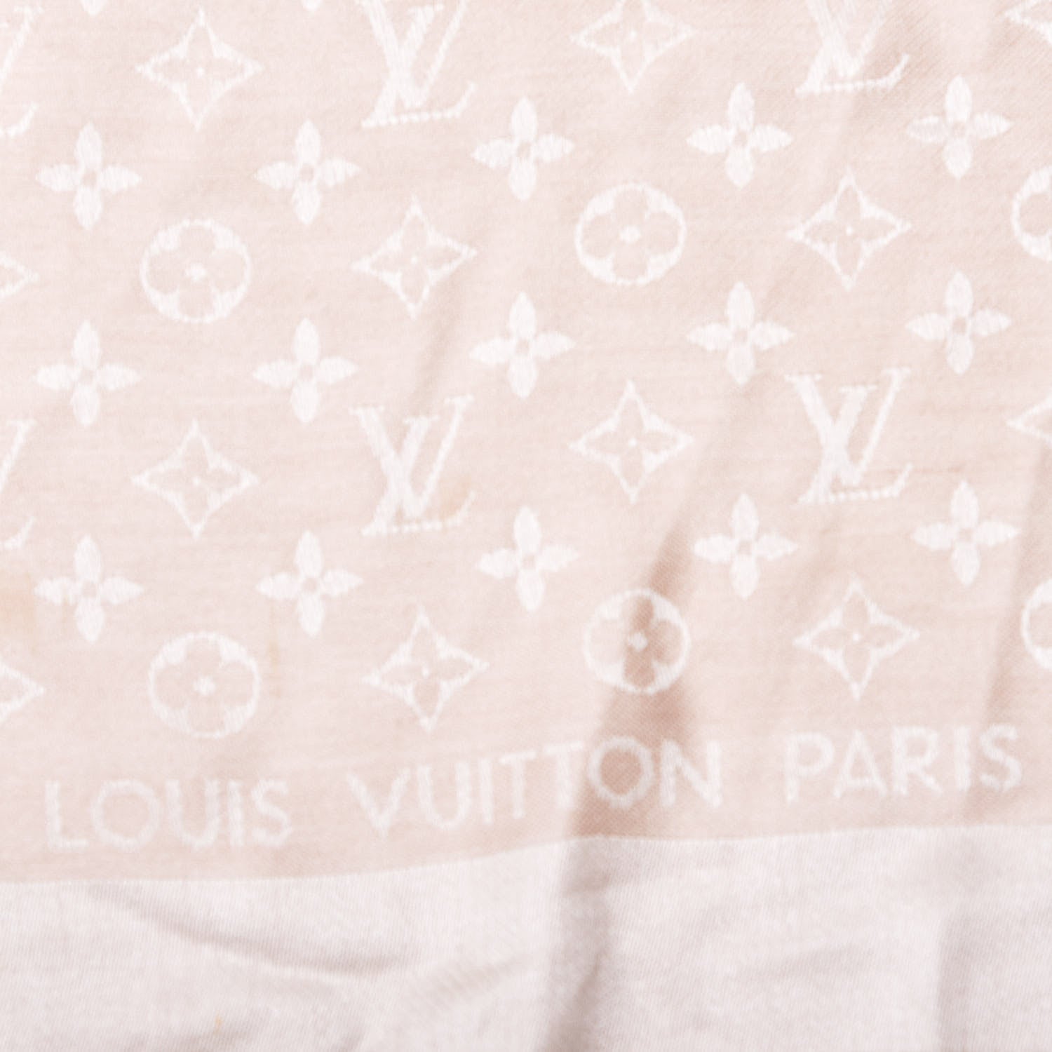 Louis Vuitton Silk Wool Monogram Shine Shawl Natural 2 of 5