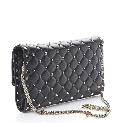 Valentino Garavani Lambskin Rockstud Spike Wallet on Chain Black 3 of 10