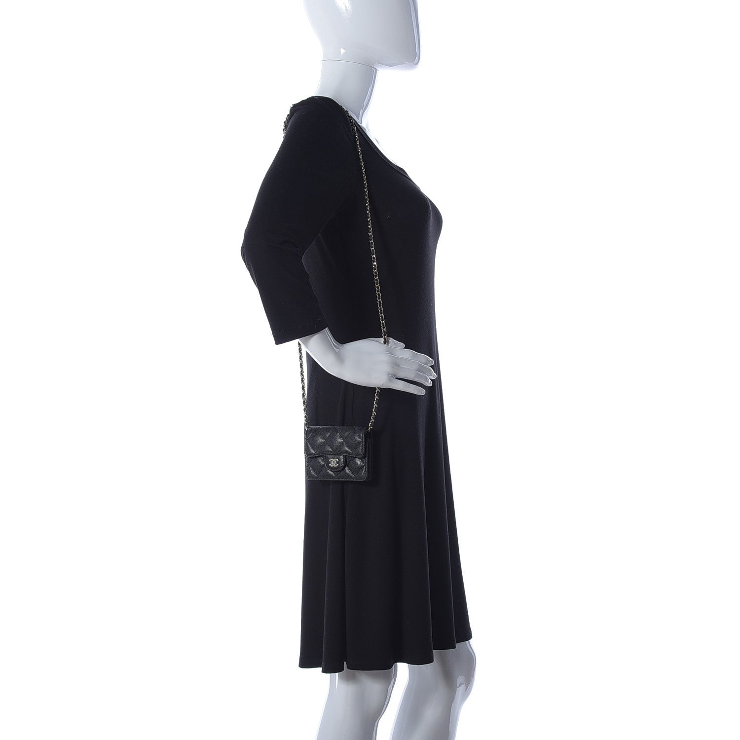 Chanel Caviar Quilted Flap Card Holder On Chain Black 2 of 9