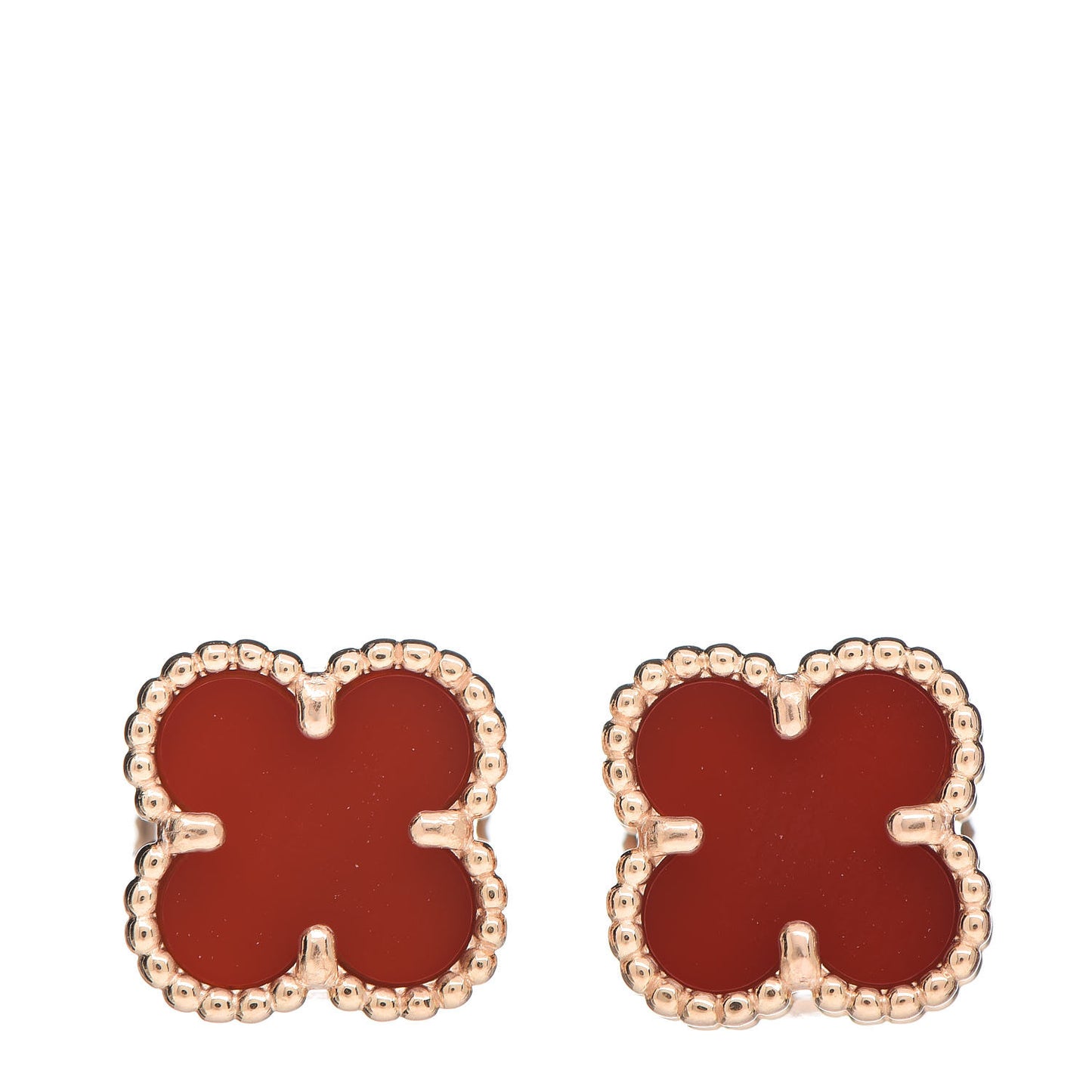 18K Rose Gold Carnelian Sweet Alhambra Earrings