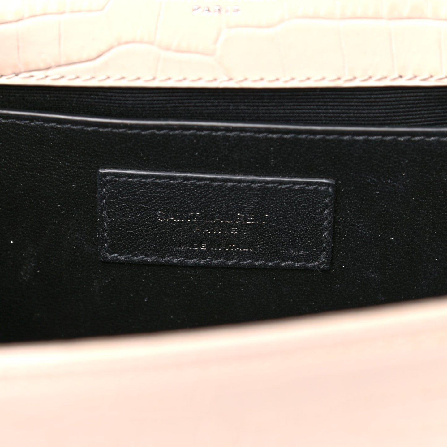 Calfskin Crocodile Embossed Medium Classic Monogram Kate Tassel Satchel Powder Pink
