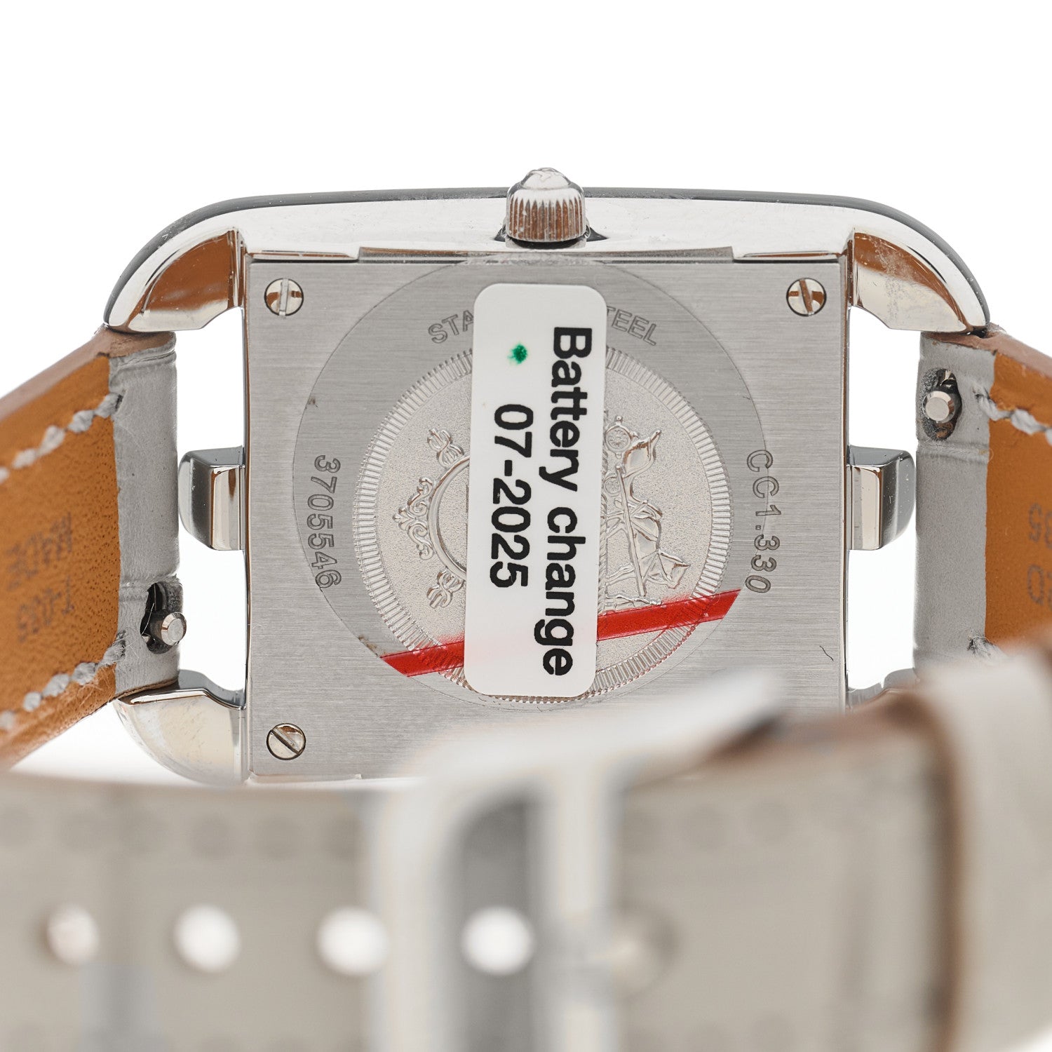 Hermes Stainless Steel Alligator Diamond Bezel 23mm Cape Cod Chaine d'Ancre Joaillier Quartz Watch Gris Perle 4 of 5