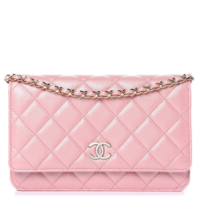 Chanel Iridescent Caviar Quilted Wallet on Chain WOC Pink 1 of 12