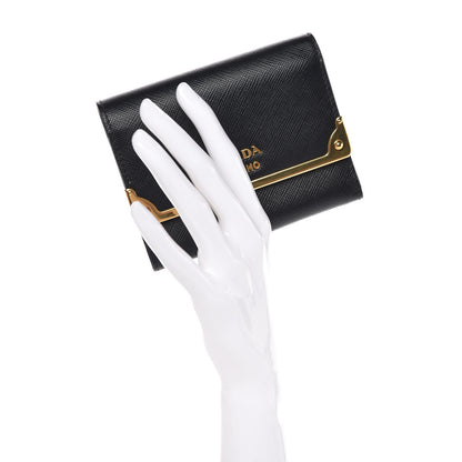 Prada Saffiano Cahier Compact Wallet Black 2 of 7