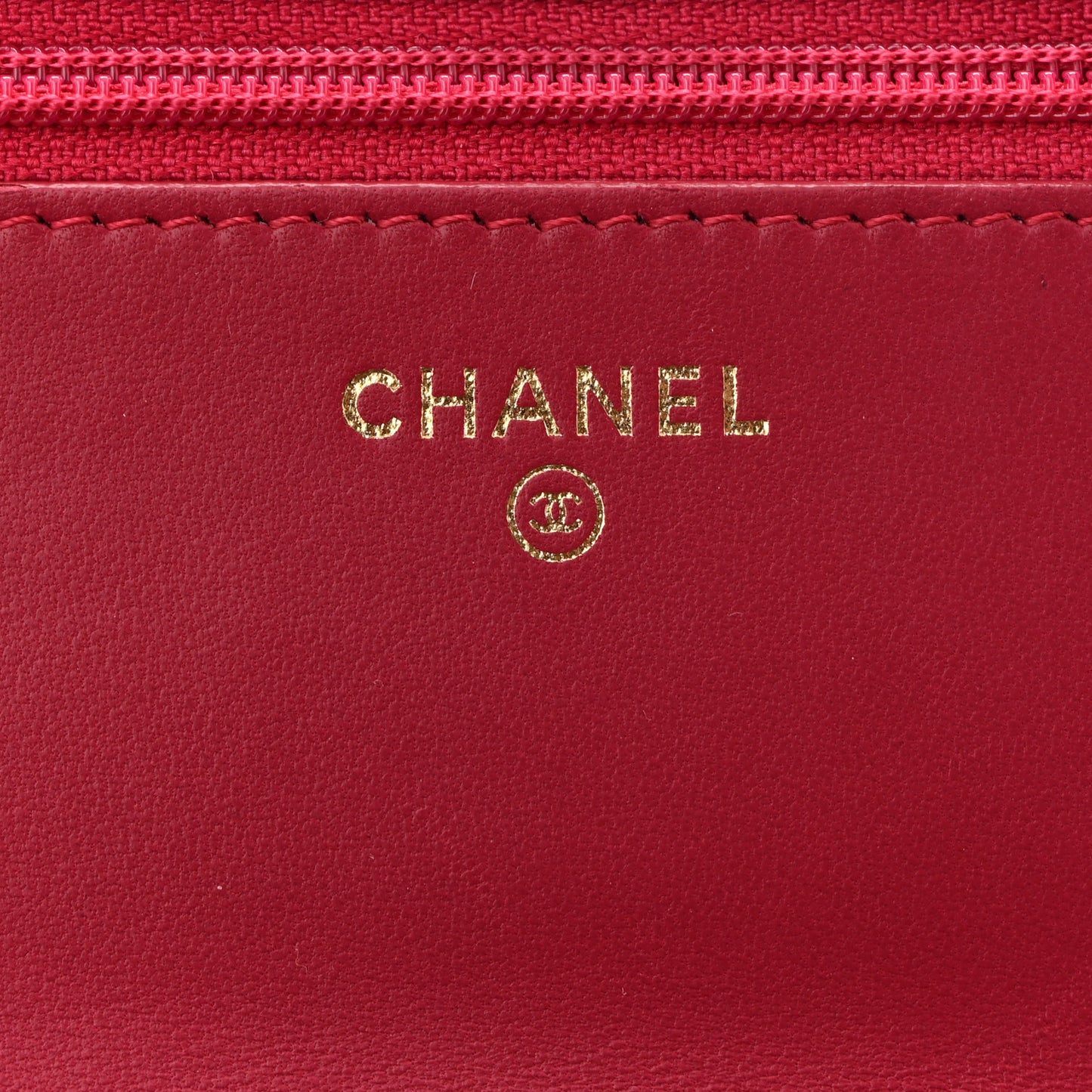 Lambskin Quilted Trendy CC Wallet On Chain WOC Dark Pink