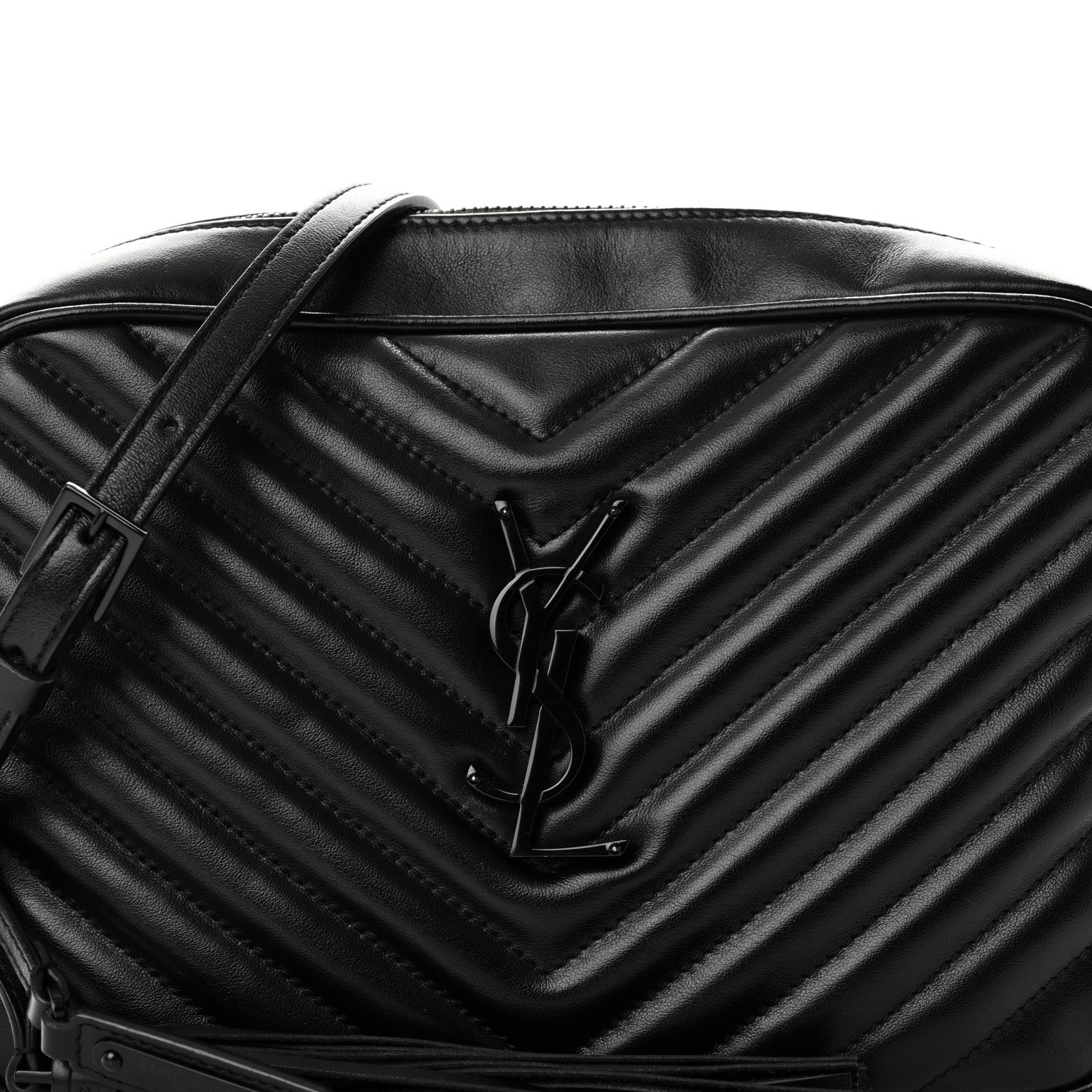 Saint Laurent Calfskin Matelasse Monogram Monochrome Lou Camera Bag Black 8 of 10
